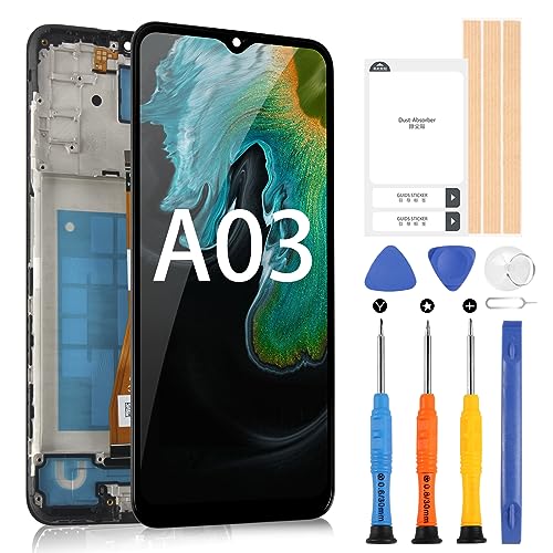 ARSSLY LCD-Display für Samsung Galaxy A03 A035G LCD-Display für Samsung A03 SM-A035G Touchscreen Ersatz Digitizer Assembly mit Werkzeugen (Schwarz mit Rahmen) von ARSSLY
