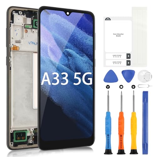ARSSLY LCD Bildschirm für Samsung Galaxy A33 5G LCD Display für SM-A336E A336B Digitizer Touchscreen Assembly mit Werkzeugen (Schwarz mit Rahmen) von ARSSLY