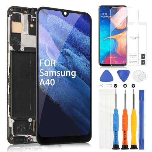 ARSSLY LCD Bildschirm für Samsung Galaxy A40 LCD Display A405 Digitizer Touchscreen Assembly für SM-A405F, SM-A405S mit Werkzeugen (Schwarz mit Rahmen) von ARSSLY