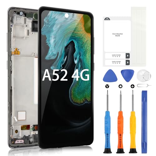 ARSSLY LCD-Display für Samsung Galaxy A52 4G A525 SM-A525F A525F/DS SM-A525M A525M/DS LCD-Display Touchscreen Ersatz Digitizer Assembly mit Werkzeugen (Schwarz mit Rahmen, Incell) von ARSSLY