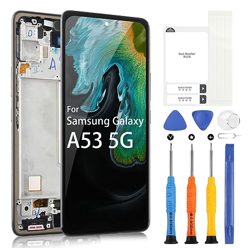 ARSSLY LCD-Bildschirm für Samsung Galaxy A53 5G SM-A536B A536U A536E 6,5 Zoll Display Digitizer Touchscreen Assembly mit Tools (Schwarz mit Rahmen, Incell) von ARSSLY