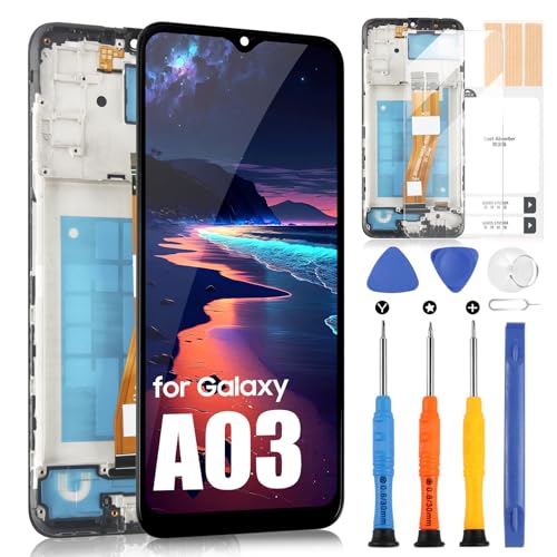 ARSSLY LCD Display für Samsung Galaxy A03 SM-A035F SM-A035F/DS SM-A035G LCD Display Touchscreen Digitizer Assembly Reparatur Set (Schwarz mit Rahmen, Incell) von ARSSLY