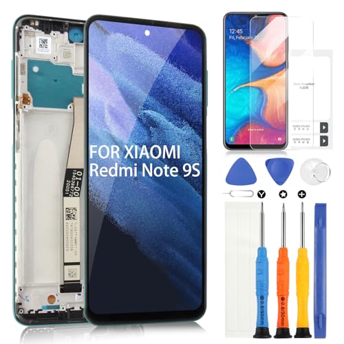 ARSSLY LCD Display für Xiaomi Redmi Note 9S M2003J6B2G/Redmi Note 9 PRO 4G M2003J6A1G Digitizer Touch Bildschirm Ersatz Assembly mit Tools (Grün mit Rahmen) von ARSSLY