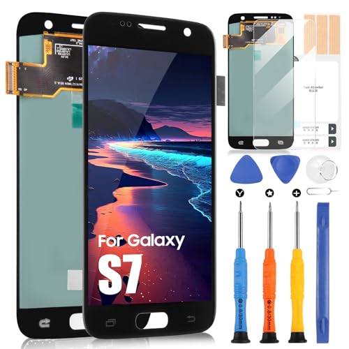 ARSSLY OLED Display für Samsung Galaxy S7 Display für Galaxy S7 Display SM-G930F SM-G930A SM-G930P Touchscreen Digitizer Assembly Reparatur Kit (Schwarz, Halterung für Fingerabdrücke) von ARSSLY