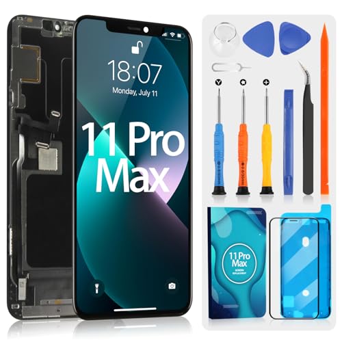 ARSSLY OLED Display für iPhone 11 Pro Max LCD Bildschirm für iPhone11 Pro Max A2161 A2220 A2218 6,5 Zoll LCD Display Touchscreen Ersatz Bildschirm Assembly mit Reparatur-Set (Schwarz) von ARSSLY