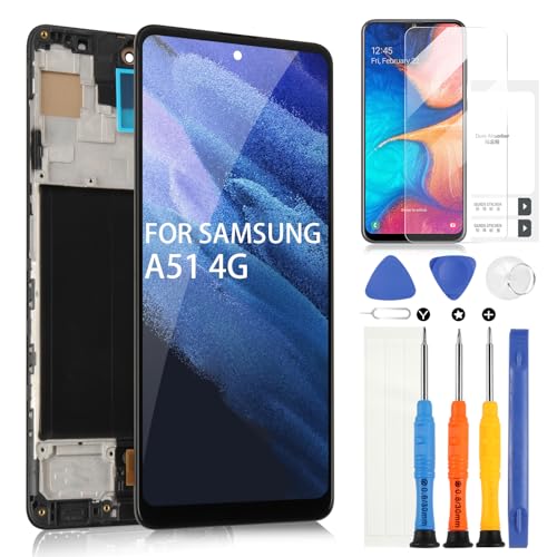 ARSSLY OLED-LCD-Bildschirm für Samsung Galaxy A51 4G A515 Display für SM-A515F SM-A515F/DS SM-A515U Digitizer Touch Screen Assembly mit Werkzeugen (Schwarz mit Rahmen) von ARSSLY