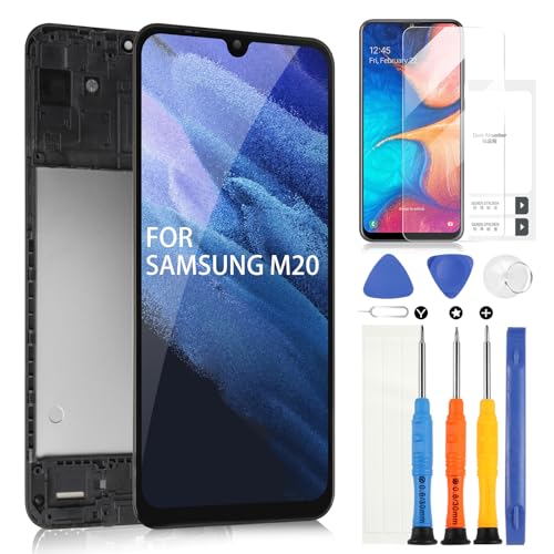 ARSSLY OLED-LCD-Bildschirm für Samsung Galaxy M20 LCD Display M205 Digitizer Touchscreen Ersatz für SM-M205F SM-M205FN Assembly mit Werkzeugen (Schwarz mit Rahmen) von ARSSLY