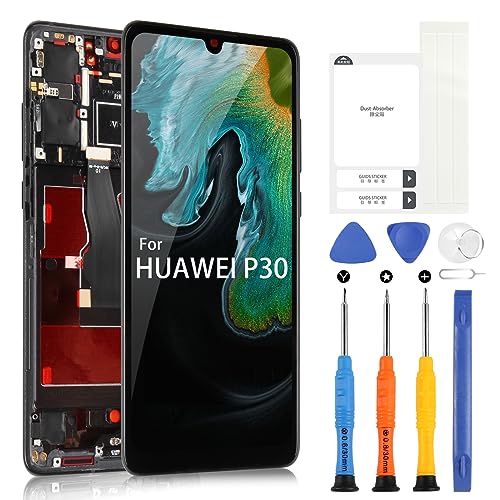 ARSSLY OLED LCD Display für Huawei P30 ELE-L29 ELE-L09 ELE-AL00 ELE-TL00 ELE-L04, Display für Huawei P30 Touchscreen, Digitizer Assembly mit Werkzeug (schwarz mit Rahmen) von ARSSLY