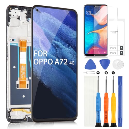 Bildschirm für Oppo A72 4G CPH2067 LCD, 6,5 Zoll Display Touch Digitizer Glas Montage mit Werkzeugen Schwarz mit Rahmen, nicht für Oppo A72 5G von ARSSLY