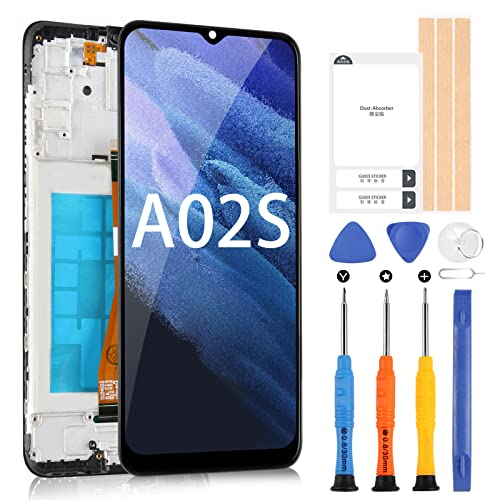 Bildschirm für Samsung Galaxy A02S A025F SM-A025F SM-A025M LCD Display Touch Sensor Digitizer mit Werkzeugen (159mm, Schwarz mit Rahmen, nicht für A025G A025U A025A A025V) von ARSSLY