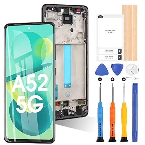 Bildschirm für Samsung Galaxy A52 5G A526B LCD Display Touch Digitizer Ersatzteile mit Werkzeugen (Schwarz mit Rahmen, nicht für A52 4G A525F und A52s) von ARSSLY