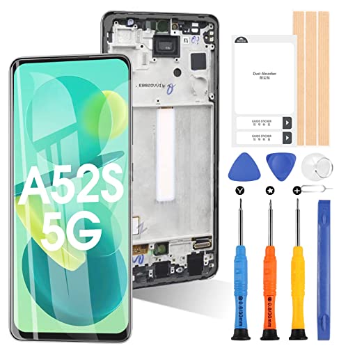 Bildschirm für Samsung Galaxy A52s 5G SM-A528B SM-A528B/DS LCD Display Touch Digitizer Glas Assembly Ersatz mit Werkzeugen (Schwarz mit Rahmen) von ARSSLY