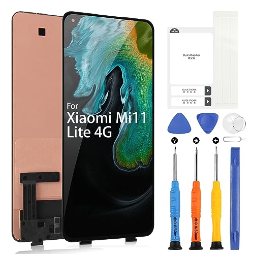 Bildschirm für Xiaomi 11 Lite 5G NE/11 Lite NE 5G/ Mi 11 Lite 4G/Mi 11 Lite 5G Touchscreen für Xiaomi MI11 Lite 4G M2101K9AG M2101K9AI LCD Display Digitazer Assembly Ersatz (6,55 Zoll, OLED) von ARSSLY