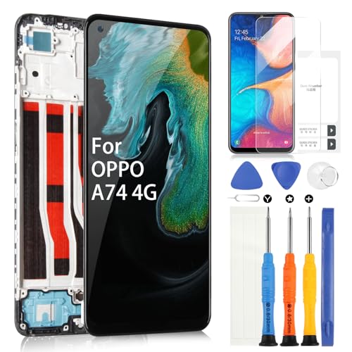 Display für Oppo A74 4G LCD Bildschirm für Oppo A74 CHP2219 Touch Screen Digitizer Full Assembly mit Reparatursatz (6,43 Zoll schwarz mit Rahmen, Nicht für A74 5G) von ARSSLY