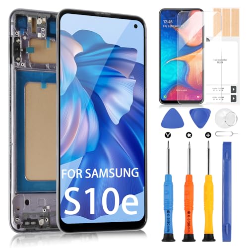 Ersatz-Bildschirm-Ersatz für Samsung Galaxy S10e LCD-Display für Samsung S10e, Touchscreen-Digitizer SM-G970F SM-G970W SM-G970U Montage mit Reparaturwerkzeugen (schwarz mit Rahmen, nur für von ARSSLY