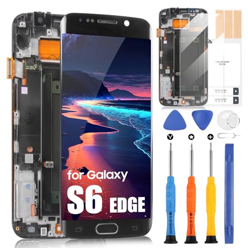 Für Samsung Galaxy S6 Edge LCD Display, LCD Bildschirm für Samsung S6 Edge G925F G925A Touchscreen Digitazer Assembly Ersatz Bildschirm mit Reparatur Kit (Schwarz, Not für S6 Edge Plus) von ARSSLY