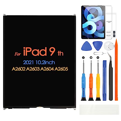 Für iPad 9 A2602 A2603 A2604 A2605 LCD Bildschirm für iPad 2021 10,2 Zoll Display Matrix Bildschirm Ersatz Reparaturteile mit Displayschutz aus gehärtetem Glas (nicht Touch Digitizer) von ARSSLY