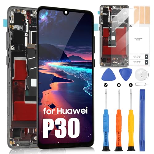 LCD Display für Huawei P30, Display für Huawei P30 ELE-L29 ELE-L09 ELE-AL00 ELE-TL00 ELE-L04 LCD Bildschirm Ersatz Bildschirm Touchscreen Digitazer Full Assembly mit Werkzeugen (Schwarz mit Rahmen) von ARSSLY