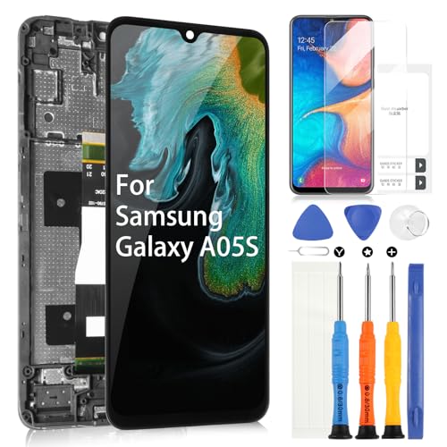 LCD Bildschirm für Samsung Galaxy A05s LCD Display für Galaxy A05s SM-A057G SM-A057F SM-A057M Ersatz Touchscreen Digitazer Assembly Ersatz mit Reparatur-Set (6,7 Zoll, Schwarz mit Rahmen) von ARSSLY