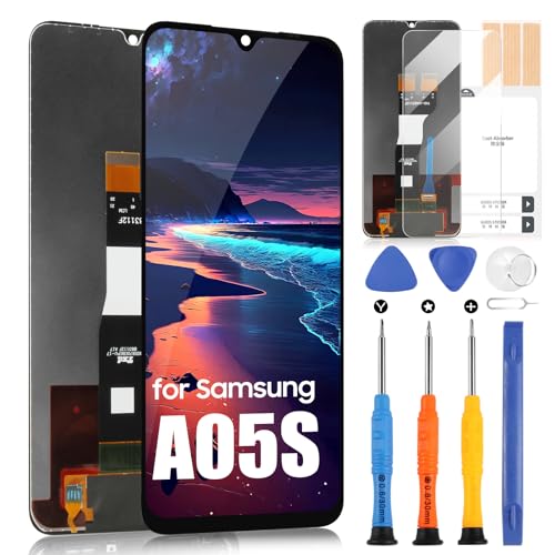 LCD Bildschirm für Samsung Galaxy A05s SM-A057F SM-A057M LCD Display Touchscreen Montage Ersatz Glas Digitizer mit Reparatur Kit (6,7 Zoll, Schwarz) von ARSSLY