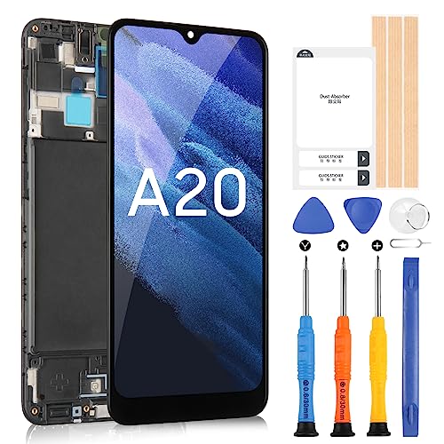 LCD-Bildschirm für Samsung Galaxy A20 A205 SM-A205F A205FN Display Digitizer Touch Bildschirm Assembly mit Werkzeugen (Schwarz mit Rahmen) von ARSSLY