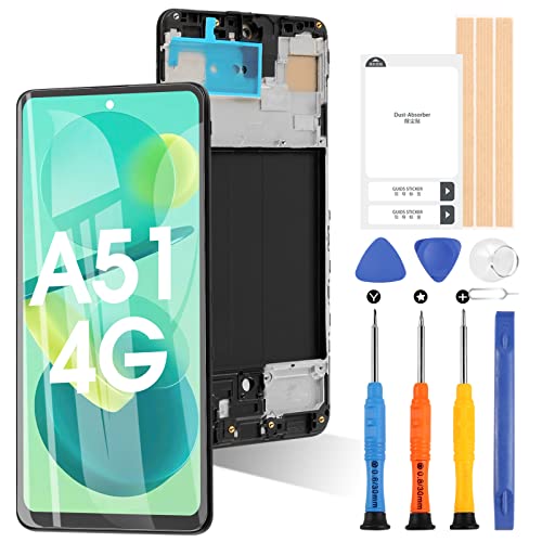 LCD-Bildschirm für Samsung Galaxy A51 A515F SM-A515F / DS Display Digitizer Assembly Ersatzglas Touchscreen mit Werkzeugen (Schwarz mit Rahmen nicht anwendbar auf A51 5G) von ARSSLY