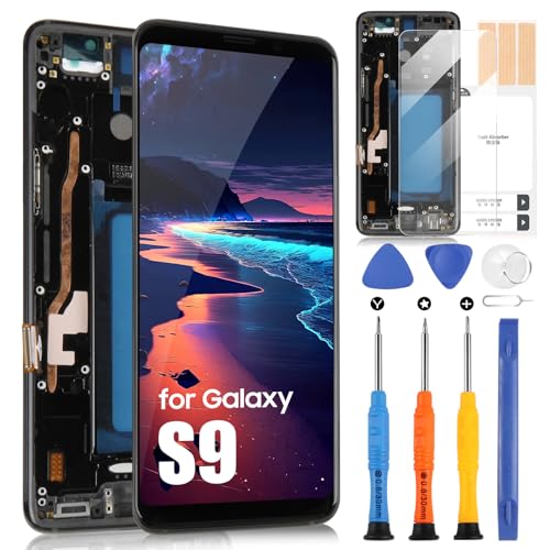 LCD Bildschirm für Samsung S9 LCD Display für Samsung Galaxy S9 G960 SM-G960F Display Touchscreen Digitizer Ersatz Assembly + Reparatur-Set mit Rahmen (Schwarz, Incell, ohne Fingerabdruck Unlocking) von ARSSLY