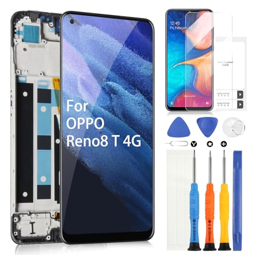 LCD Display für Oppo Reno8 T 4G 2023 Display für Reno 8T 4G CPH2481 Bildschirm Ersatz Touchscreens Digitizer Full Assembly mit Werkzeugen (Schwarz, Nicht für Oppo Reno8 T 5G) von ARSSLY