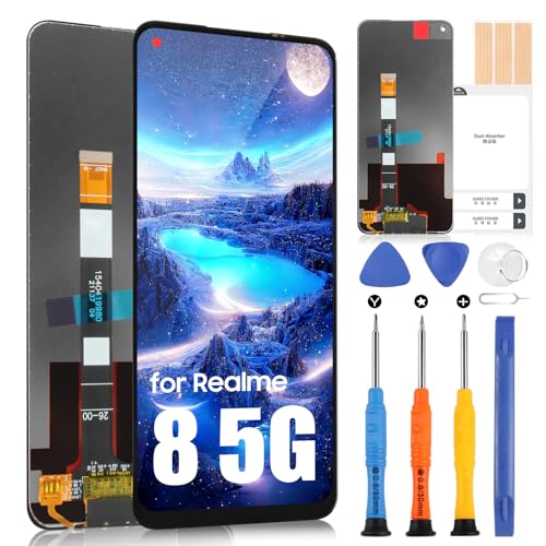 LCD Display für Realme 8 5G Display für Realme 8 5G RMX3241 Touchscreen Digitazer Full Assembly Ersatz Bildschirm mit Reparatur Set (6,5 Zoll, Schwarz) von ARSSLY