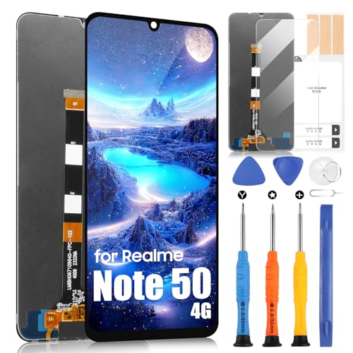 LCD Display für Realme Note 50 4G Display für Realme Note50 4G RMX3834 Bildschirm Touchscreen Digitazer Full Assembly Ersatz Bildschirm mit Reparatur Set (6,74 Zoll, Schwarz) von ARSSLY