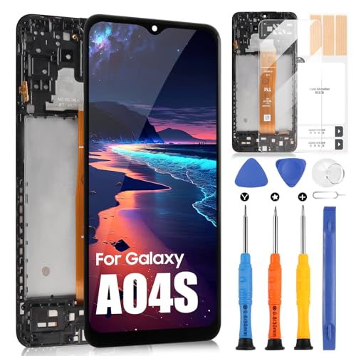LCD Display für Samsung Galaxy A04S LCD Bildschirm für Galaxy A04S SM-A047F SM-A047F/DS SM-A047F/DSN Touchscreen Digitizer Full Assembly mit Reparatur-Set (6,5 Zoll, TFT, Schwarz mit Rahmen) von ARSSLY