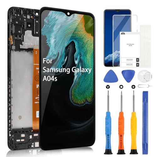 LCD Display für Samsung Galaxy A04s, für Samsung A04s SM-A047F SM-A047M SM-A047F/DS SM-A047F/DSN 6,5" LCD Touchscreen Digitazer Assembly Ersatz mit Reparatur Kit (Schwarz mit Rahmen) von ARSSLY