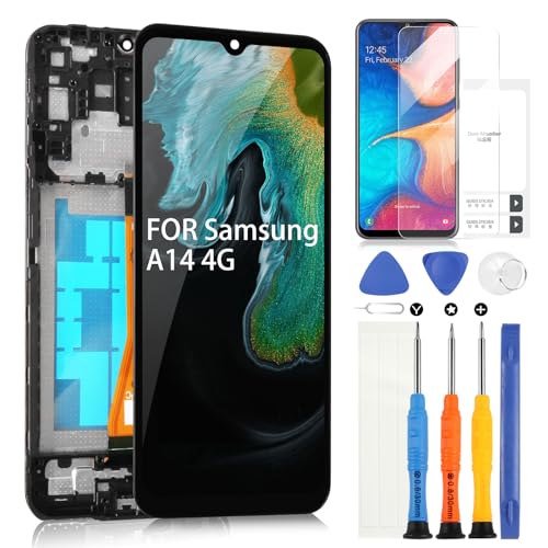 SM-A145P SM-A145R LCD Display für Samsung Galaxy A14 4G Ersatz des Bildschirms mit Rahmen LCD Bildschirm Digitizer Touch Bildschirm Assembly mit Reparatur-Set von ARSSLY