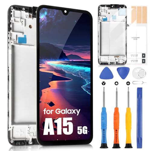 LCD Display für Samsung Galaxy A15 LCD Display für Galaxy A15 4G / 5G SM-A155F SM-A156B Touchscreen Digitizer Full Assembly mit Reparatur Set (6,5 Zoll, Schwarz mit Rahmen) von ARSSLY