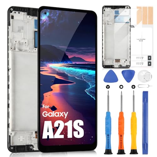 LCD Display für Samsung Galaxy A21s SM-A217F/DS SM-A217M/DS SM-A217F/DSN Touchscreen Digitizer Ersatzteile Reparatur mit Reparatur-Set (Schwarz mit Rahmen, nicht für A21) von ARSSLY
