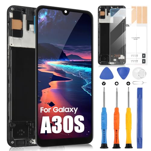 LCD Display für Samsung Galaxy A30S A307F A307FN Touchscreen für SM-A307F Digitizer Assembly mit Reparaturwerkzeug Set (6,4 Zoll, Schwarz mit Rahmen, Unterstützt keinen Fingerabdruck) von ARSSLY