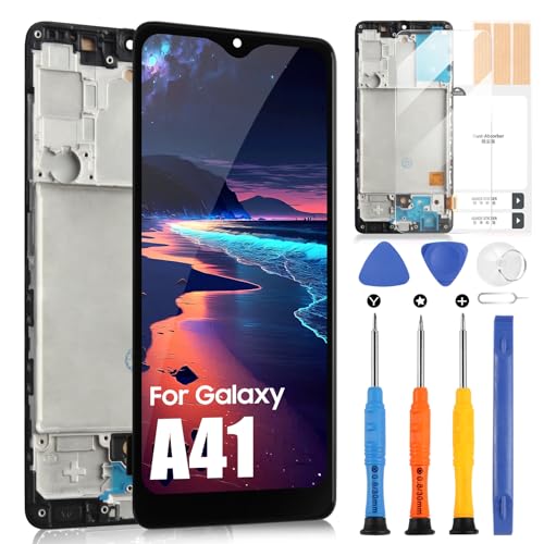 LCD Display für Samsung Galaxy A41 A415F LCD Bildschirm SM-A415F SM-A415F/DS SM-A415F/DSN Touchscreen Assembly Ersatzbildschirm mit Reparatur Set (Schwarz mit Rahmen, 6,1 Zoll) von ARSSLY