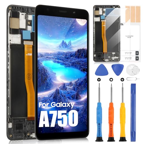 LCD Display für Samsung Galaxy A7 2018 A750 SM-A750F A750F LCD Touchscreen Digitizer Glas Montage mit Reparatur-Set (6,0 Zoll, Schwarz mit Rahmen) von ARSSLY
