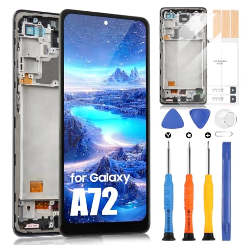 LCD Display für Samsung Galaxy A72 4G SM-A725F SM-A725M LCD Bildschirm Digitizer Touchscreen Ersatzteil Montage mit Werkzeugen (Schwarz mit Rahmen) von ARSSLY
