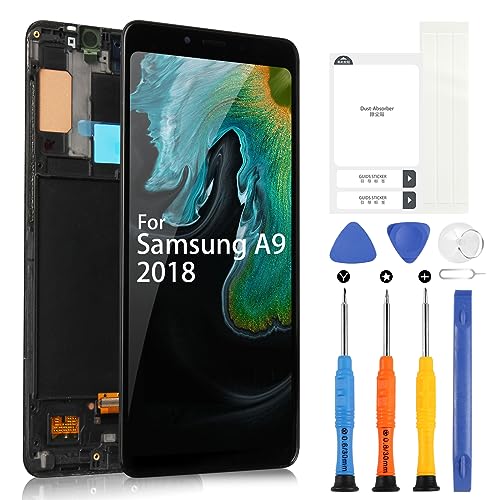 LCD Display für Samsung Galaxy A9 2018 6,3 Zoll Touchscreen für SM-A920F A9200 A920N A920X Digitizer Montage mit Werkzeugen (Schwarz mit Rahmen) von ARSSLY