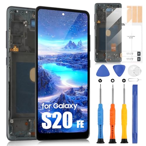 LCD Display für Samsung Galaxy S20 Fe Display für Galaxy S20 Fe 5G G780 G781 LCD Touchscreen Digitazer Assembly Ersatz mit Reparatur Kit (Schwarz mit Rahmen, Ohne Fingerabdruckerkennung, 6.5") von ARSSLY