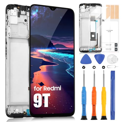 LCD Display für Xiaomi Poco M3 M2010J19CG / Redmi 9T M2010J19SG Touchscreen Digitizer Ersatzglas mit Reparatur-Set (Schwarz mit Rahmen) von ARSSLY
