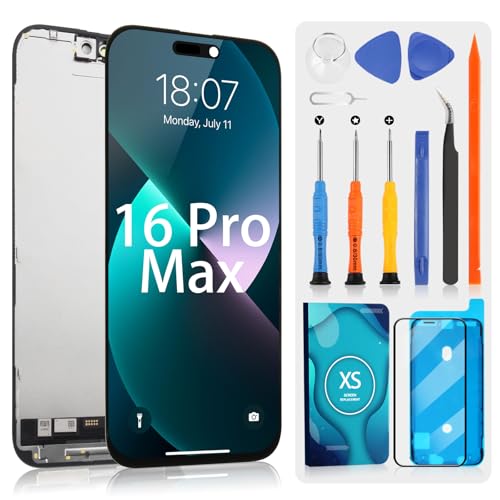 LCD Display für iPhone 16 Pro Max Incell Display für iPhone 16 Pro Max LCD Display A3296, A3084, A3295, A3297 Touchscreen Digitizer Komplettset mit Werkzeug (Schwarz ohne Rahmen) von ARSSLY