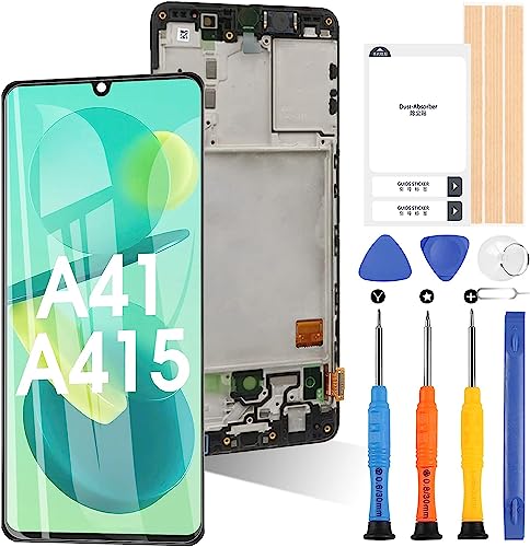 OLED Bildschirm für Samsung Galaxy A41 A415 A415F LCD Display für SM-A415F/DSN SM-A415F/DSM SM-A415F SM-A415F/DS 6,1 Zoll Touch Digitizer Assembly Glas Ersatz mit Werkzeuge (Schwarz mit Rahmen) von ARSSLY