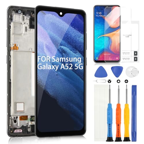OLED Bildschirm für Samsung Galaxy A52 5G LCD Display, für Samsung A52 5G A526 SM-A526B A526U LCD Bildschirm Touchscreen Digitazer Assembly Ersatz mit Reparatur-Set (Unterstützung Fingerabdruck) von ARSSLY