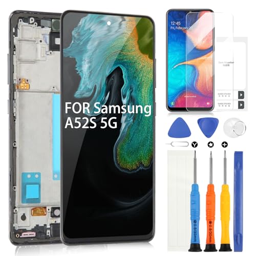 OLED Display für Samsung Galaxy A52s 5G LCD Display für Galaxy A52s 5G A528B SM-A528B/DS LCD Bildschirm Touchscreen Assembly mit Reparatur-Set (6,5 Zoll, Schwarz mit Rahmen) von ARSSLY