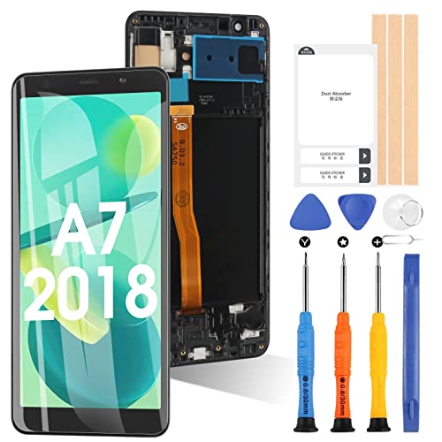 OLED Bildschirm für Samsung Galaxy A7 2018 A750 SM-A750F A750F 6.0" LCD Display Touchscreen Digitizer Glas Montage mit Werkzeugen (Schwarz mit Rahmen) von ARSSLY
