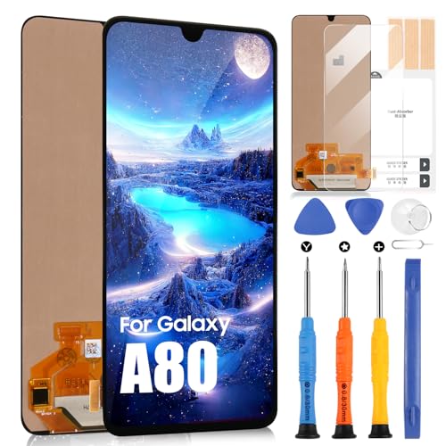 OLED-Bildschirm für Samsung Galaxy A80 SM-A805F SM-A8050 SM-A805X SM-A805N LCD Display Touchscreen Montage Ersatz Glas Digitizer mit Werkzeugen (Schwarz) von ARSSLY