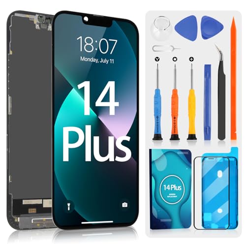 OLED Display für iPhone 14 Plus LCD Bildschirm für iPhone14 Plus A2632 A2885 A2888 A2887 A2886 LCD Display Touchscreen Assembly mit Reparatur Set (Schwarz, 6,7 Zoll) von ARSSLY