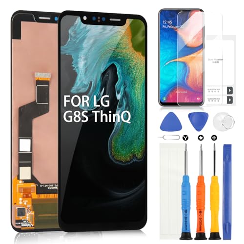 OLED LCD Bildschirm für LG G8S ThinQ LMG810 LM-G810 LMG810EAW LCD Display Digitizer Touchscreen Ersatz Montage mit Reparatur-Set (6,21 Zoll, Schwarz) von ARSSLY